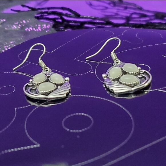 Turquoise Hook Earrings - Women's Diamond Dangle Earrings on 925 Silver - Picture 3 of 4